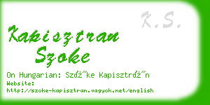 kapisztran szoke business card